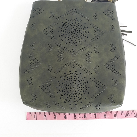 Street Level Leather Tote Handbag Green - Picture 6 of 7